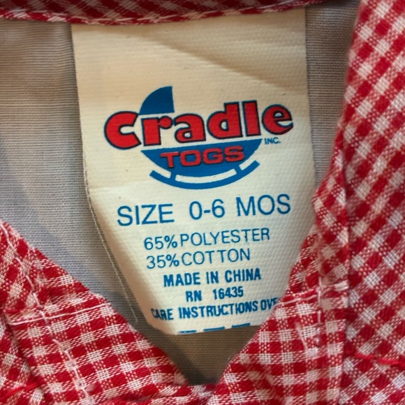 Vintage Cradle Togs My 1st Christmas Red Gingham Baby Outfit 0–6 Months - Picture 4 of 10